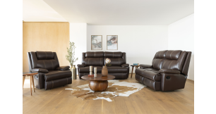 Harrison 3 Piece 5 Action Lounge Suite in Leather Uppers, Cognac
